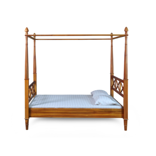 Marbella 4 Post King Teak Bed Candy Brown Finish