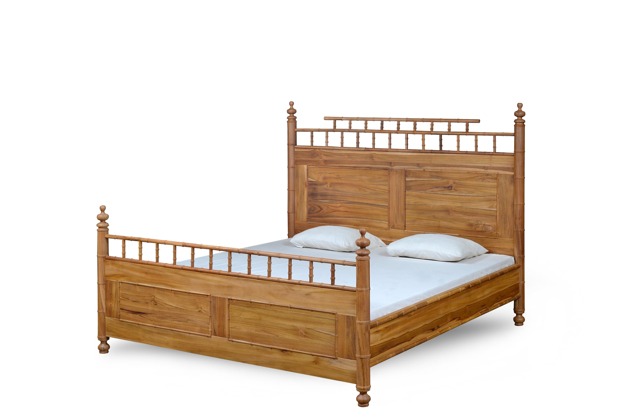 Bamboo Standard King Teak Bed Natural Finish