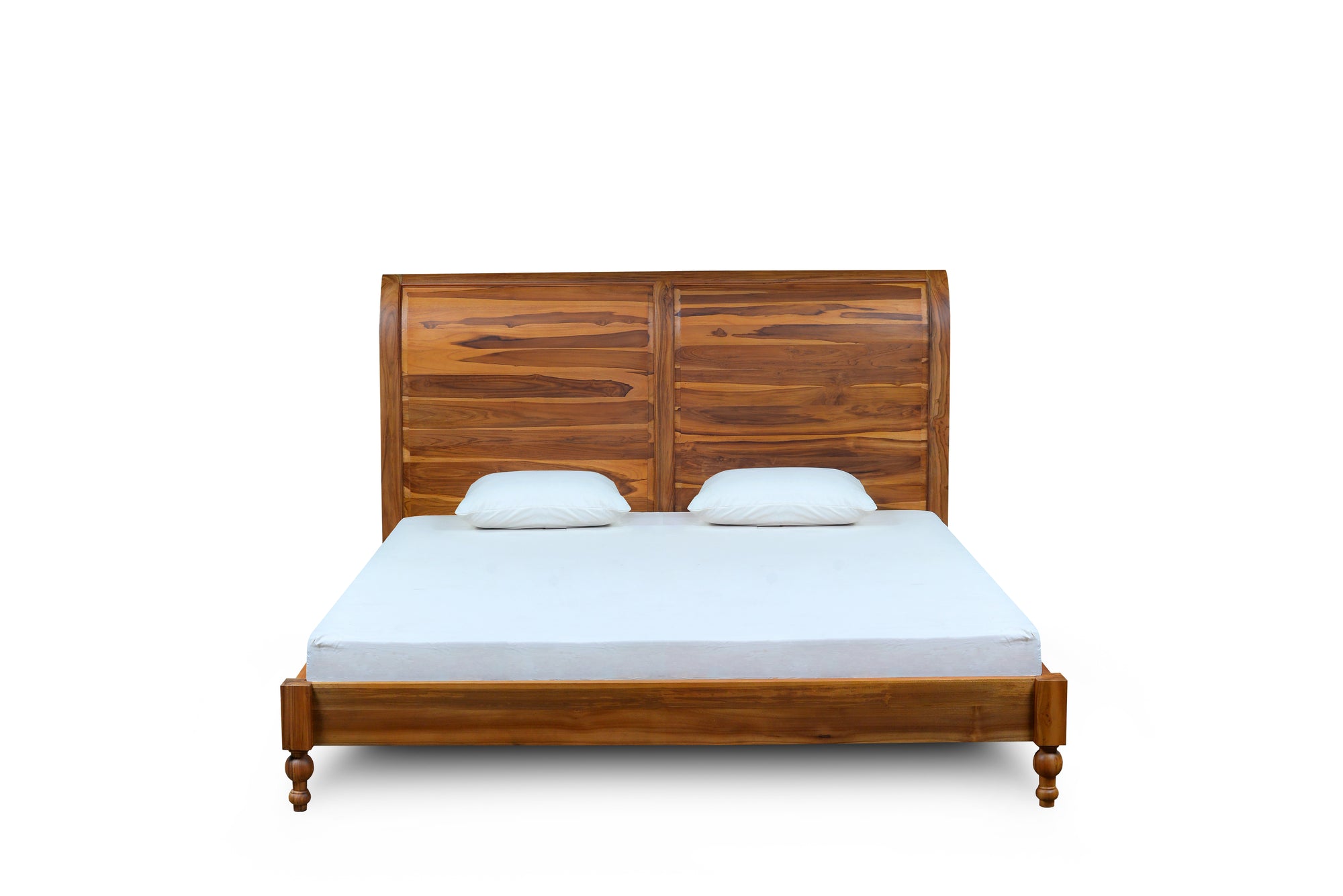 Sleigh King Teak Bed Candy Brown Finish