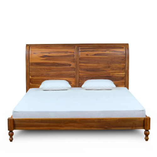 Sleigh King Teak Bed Candy Brown Finish