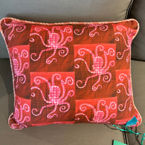 Octopus Design Red Pillow by Island Contessa