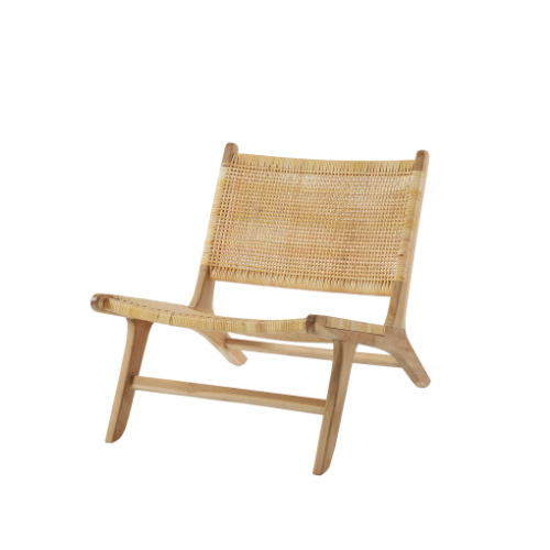 Emo Lazy Chair Teak & Closed Weave in Rattan