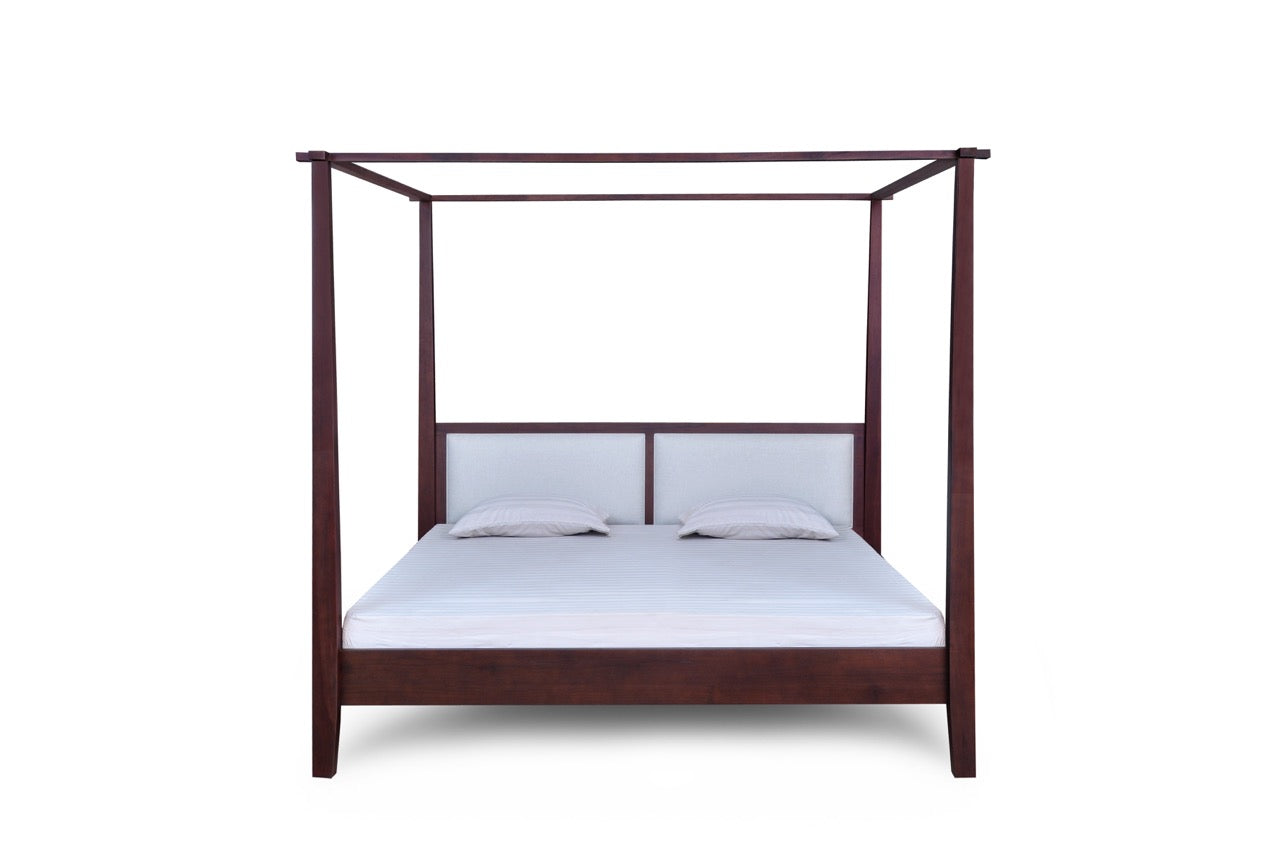 Pencil Post King Teak Bed in Walnut Finish