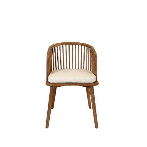 Ryker Dining Chair Teak in Whitewash Finish with Monument Pearl White Cushion