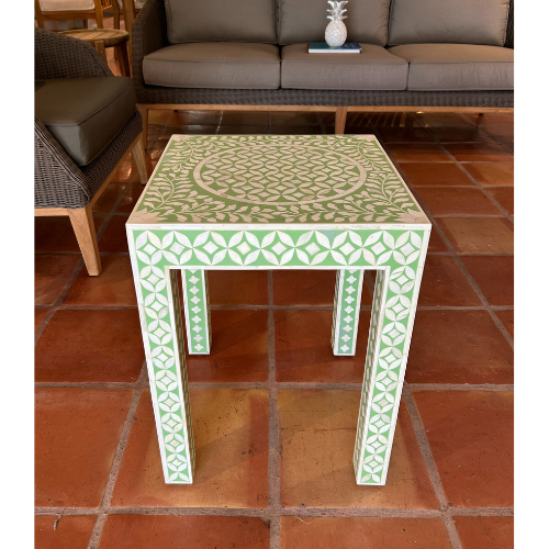 Side Table with Green Inlay