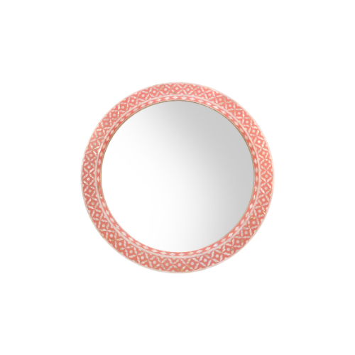 Round Mirror Pink Inlay