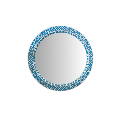 Round Mirror Blue Inlay