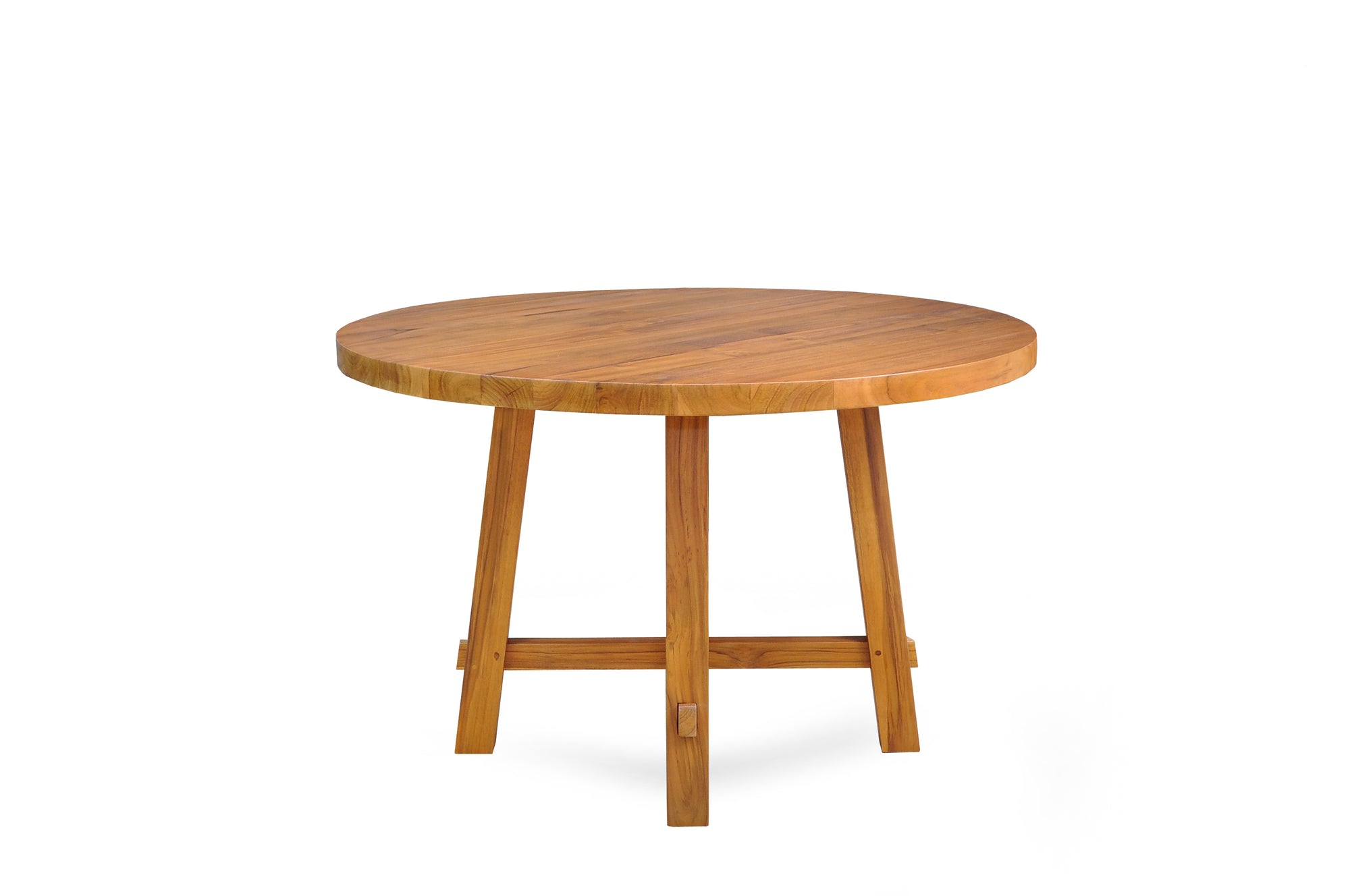 47" Round Teak Dining Table Candy Brown Finish