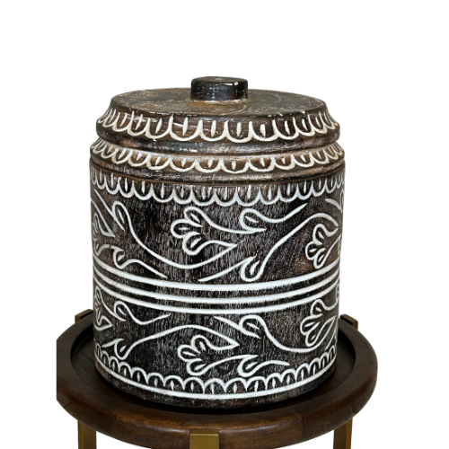 Carved Teak Covered Containers