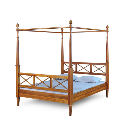 Marbella 4 Post Queen Teak Bed Candy Brown Finish