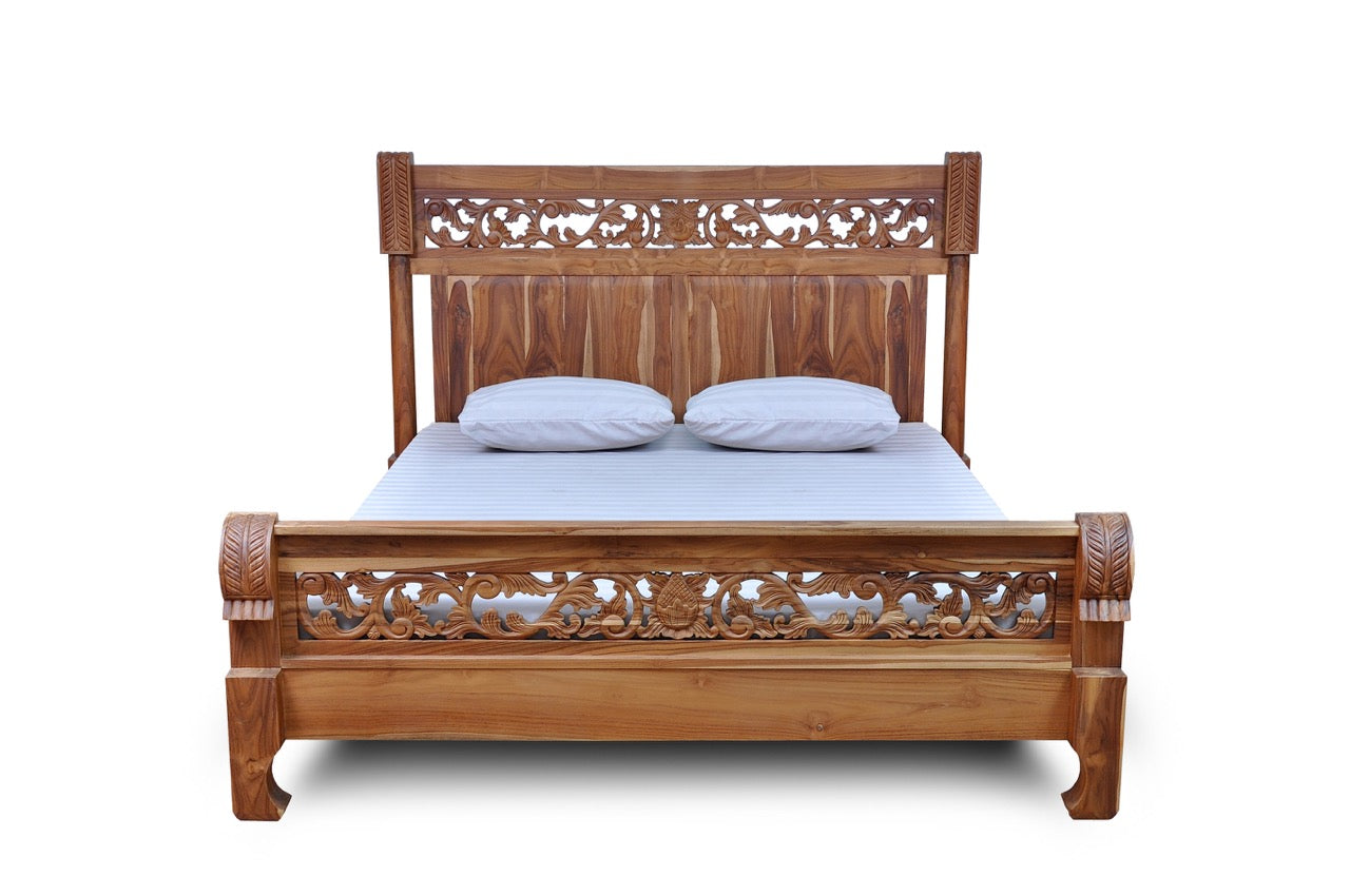 Ubud Queen Teak Bed Natural Finish