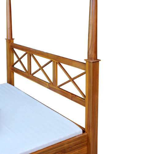 Marbella 4 Post King Teak Bed Candy Brown Finish