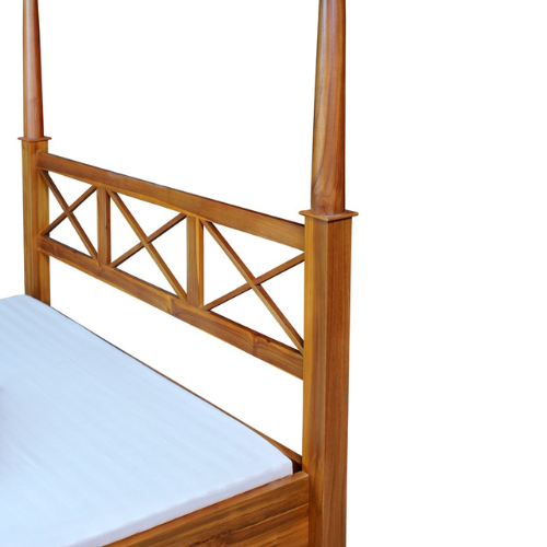 Marbella 4 Post Queen Teak Bed Candy Brown Finish