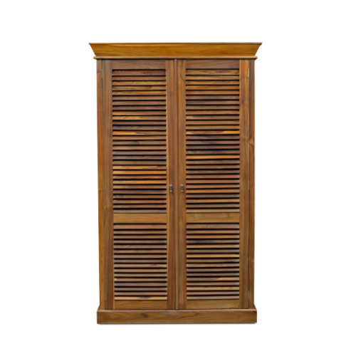 Louvered Armoire Teak in Natural Finish