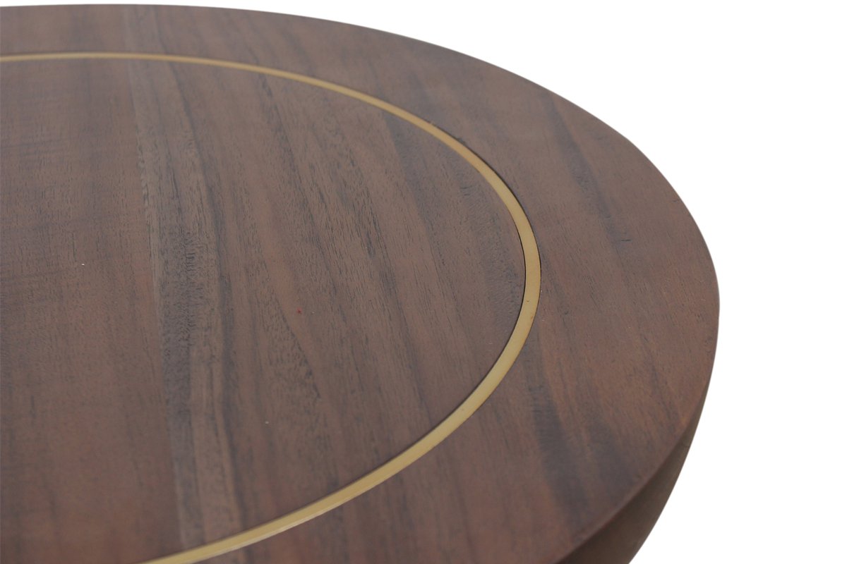 Art Deco Teak and Marble Pedestal Table Walnut Finish