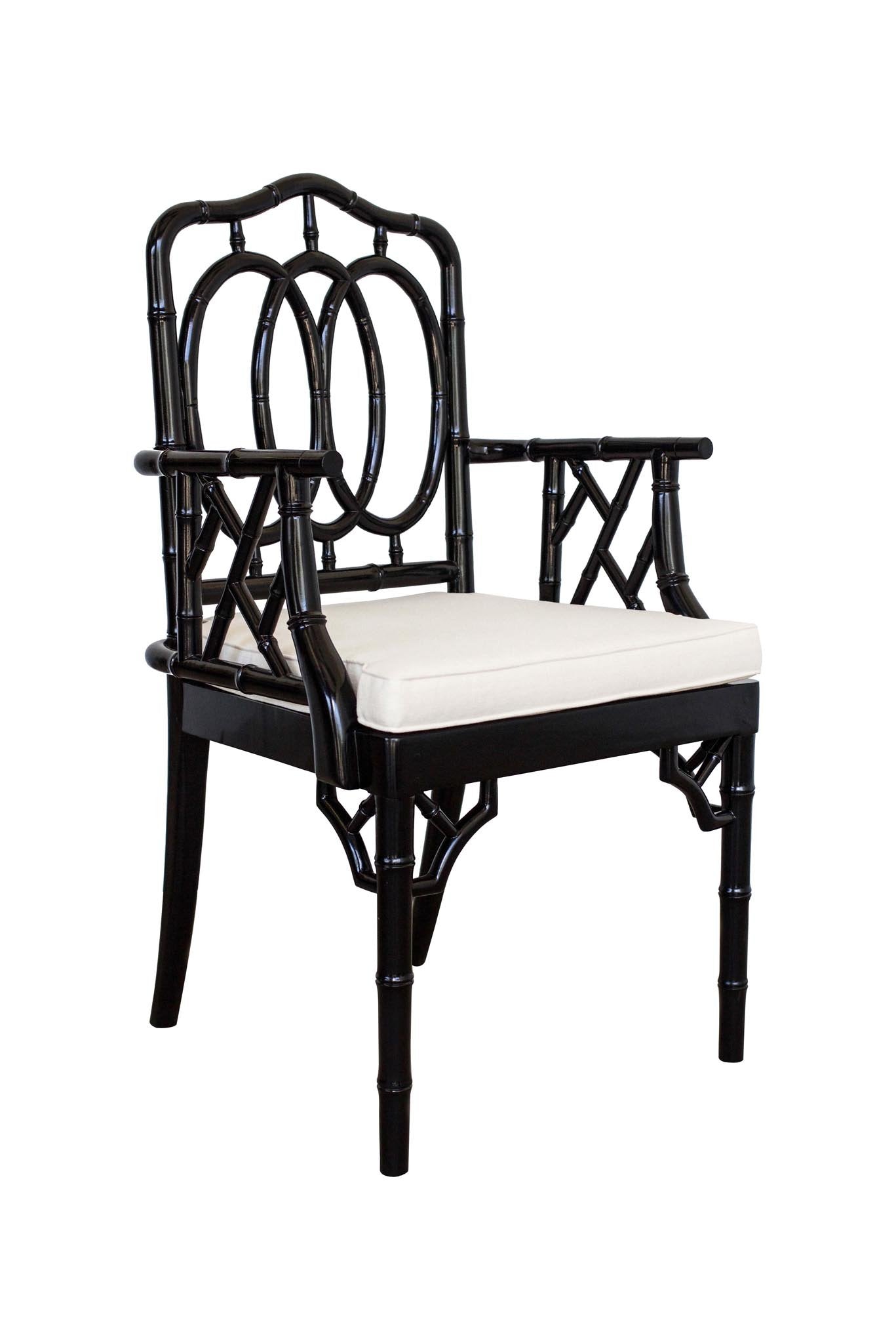 Chippendale Ringback Armchair Mahogany Wood in Black