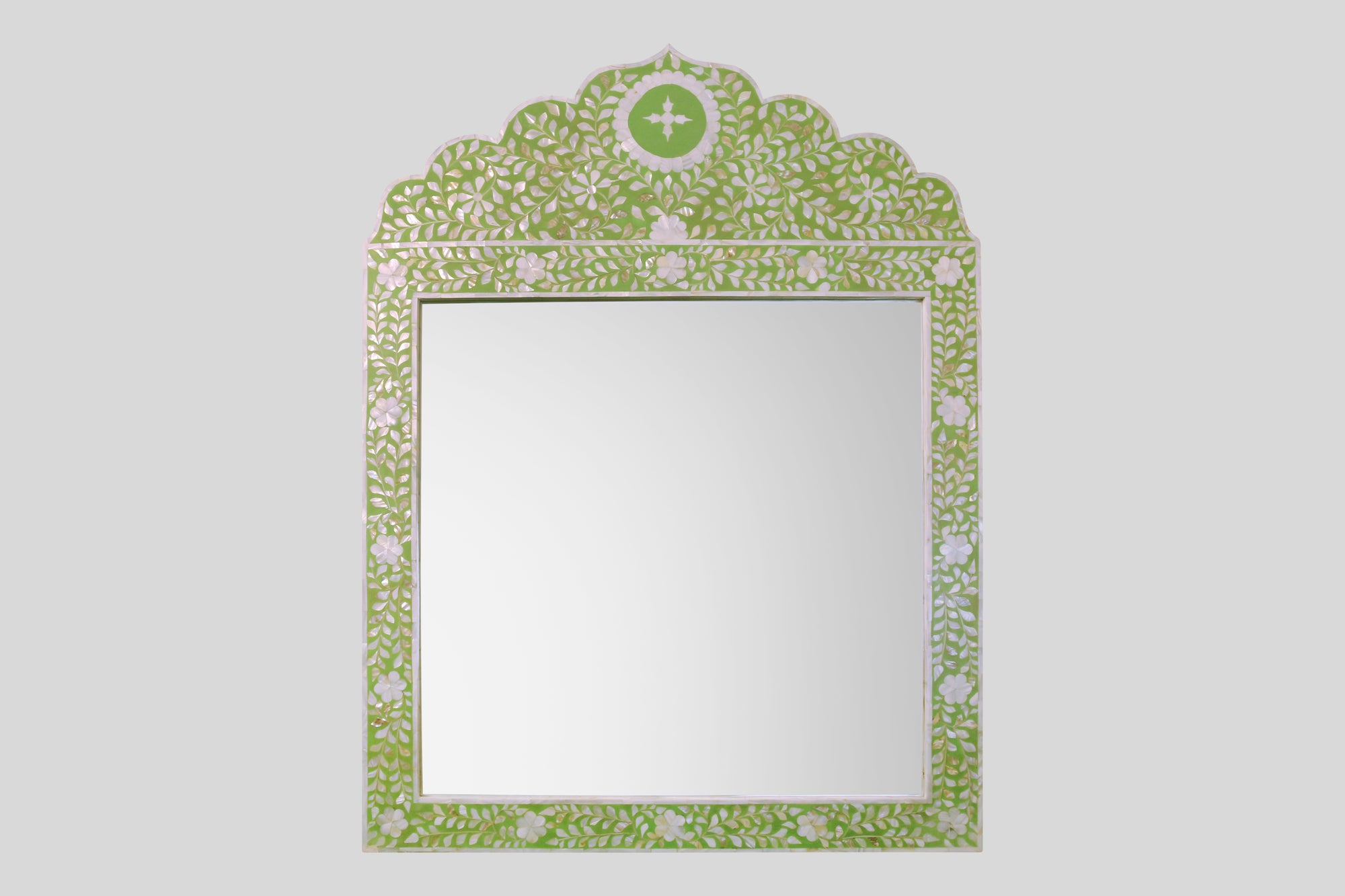 Crested Mirror with Green Inlay