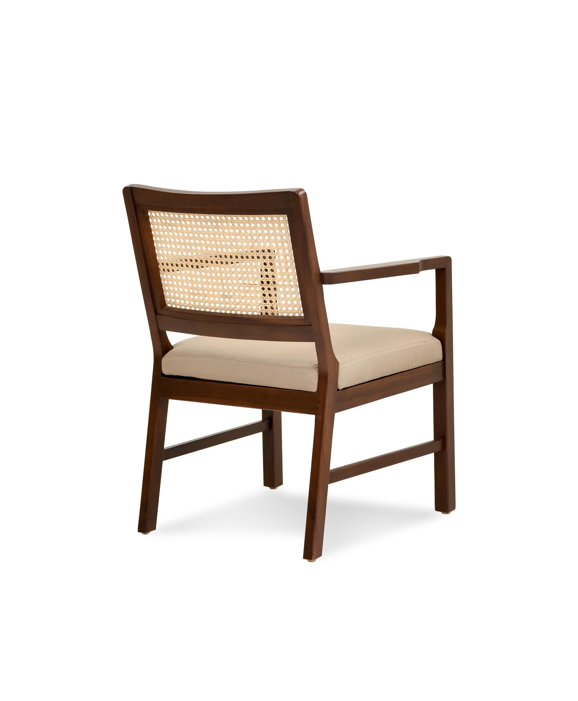 Teak Armchair with Cane - Walnut Brown Finish