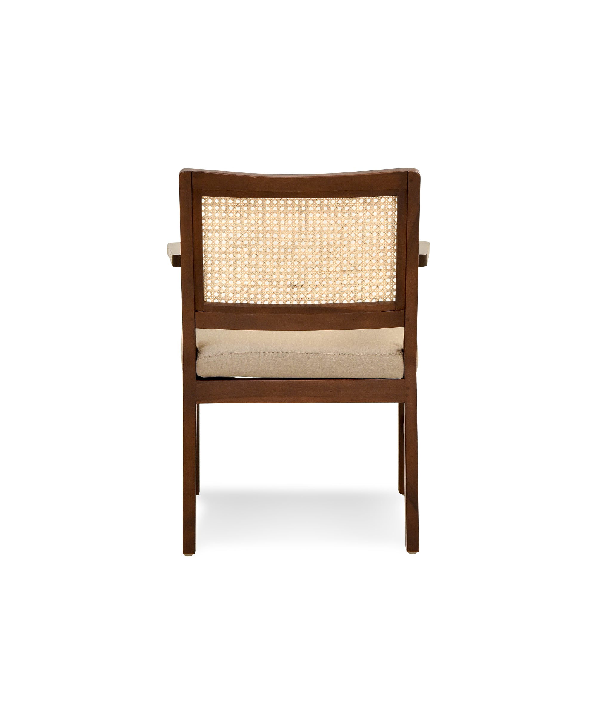 Teak Armchair with Cane - Walnut Brown Finish