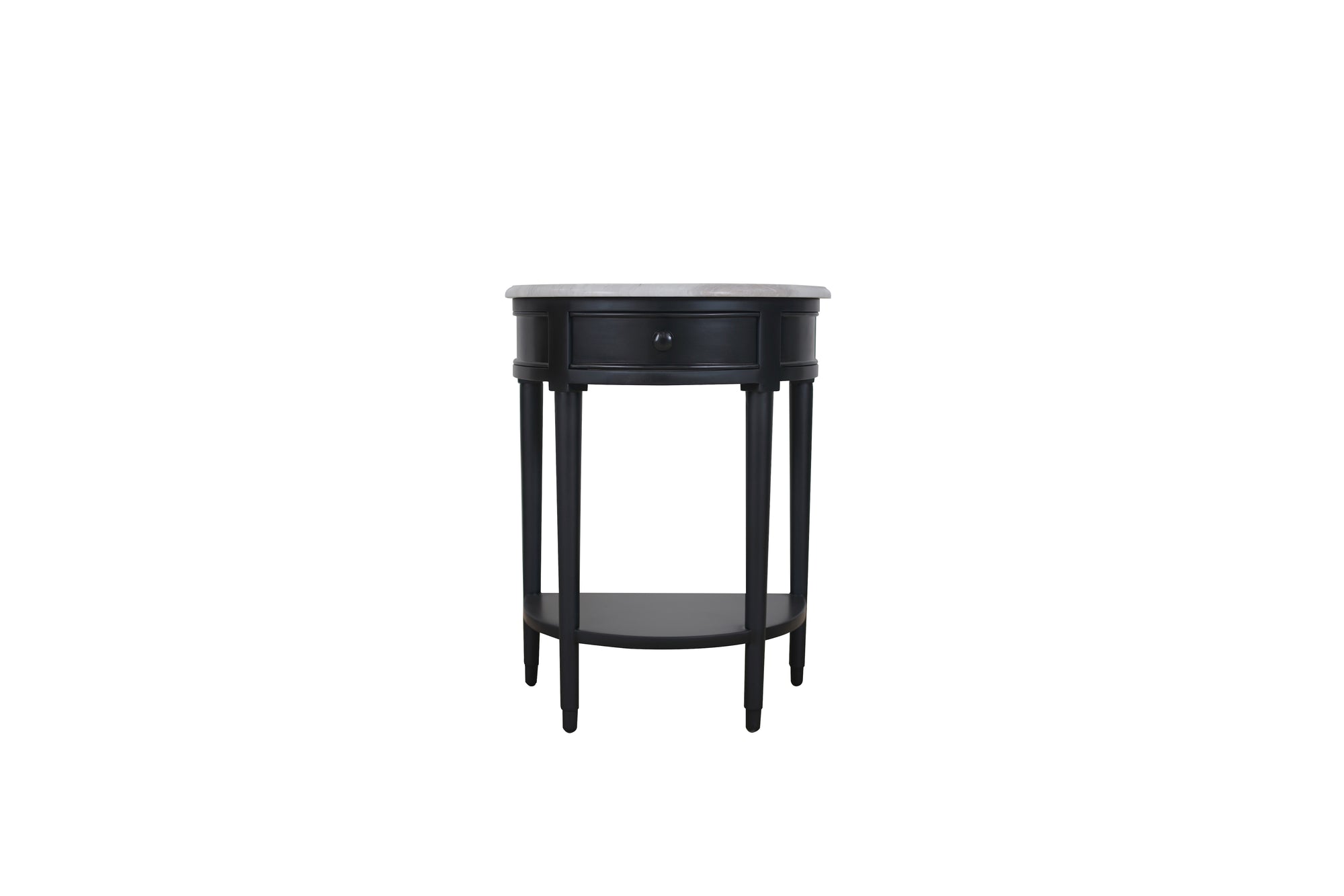 Demilune Mahogany and Marble Table in Black