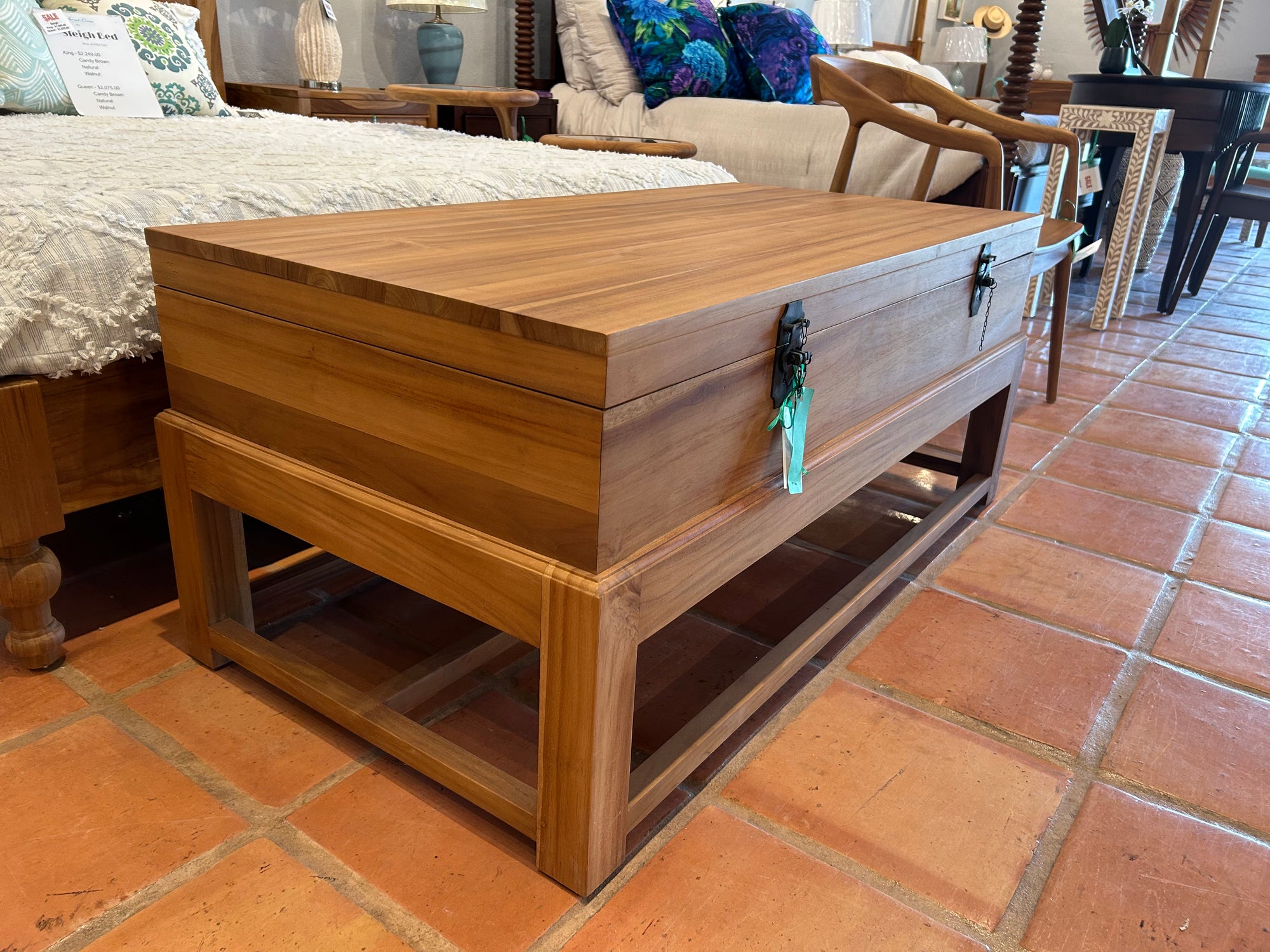 Campaign Coffee Table Teak in Natural Finish
