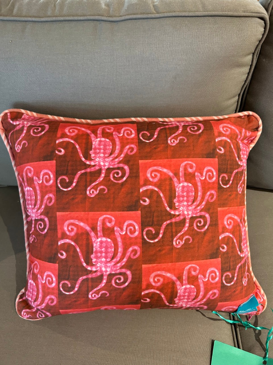 Octopus Design Red Pillow by Island Contessa
