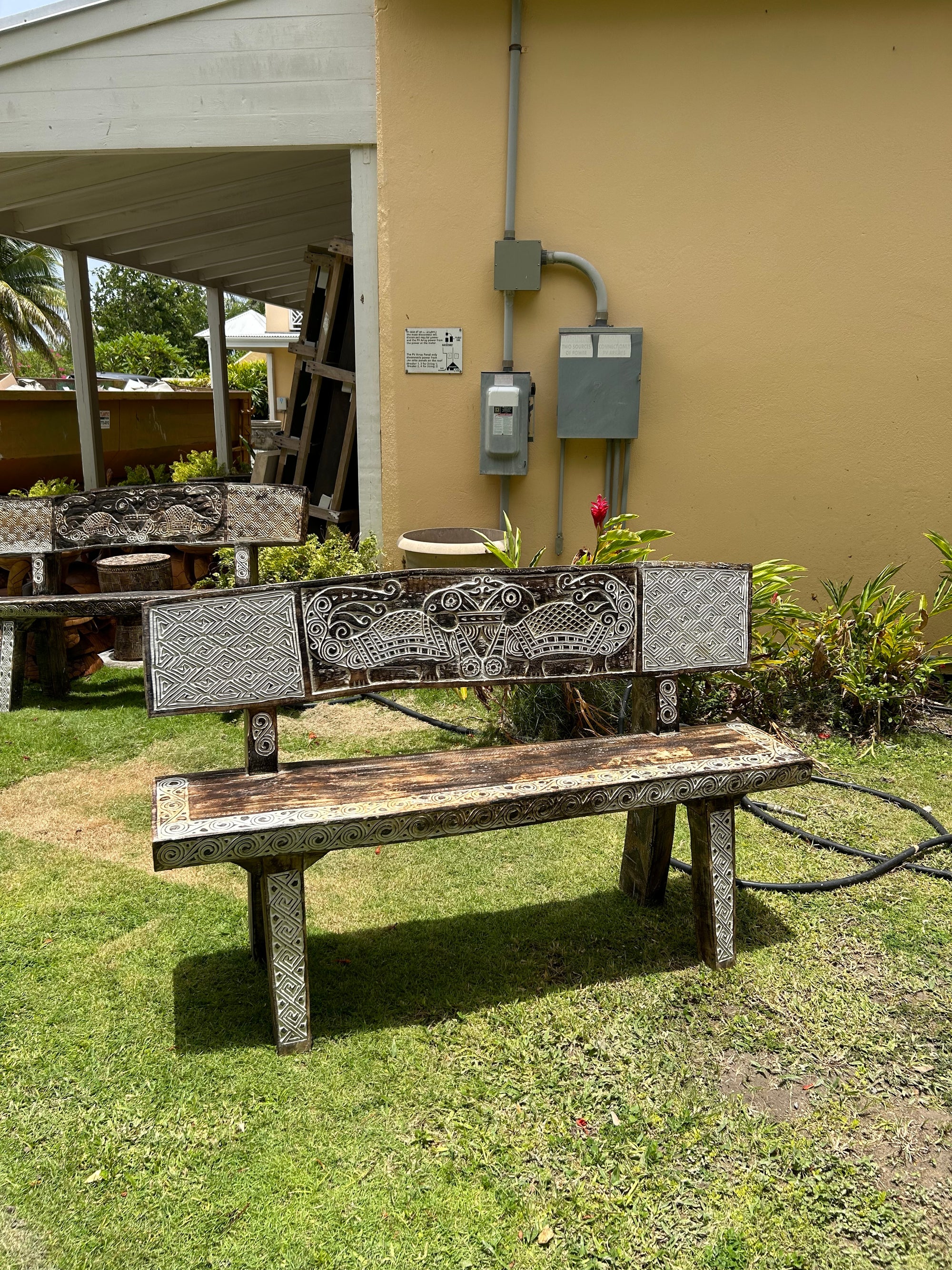 Carved Suar Wooden Bench