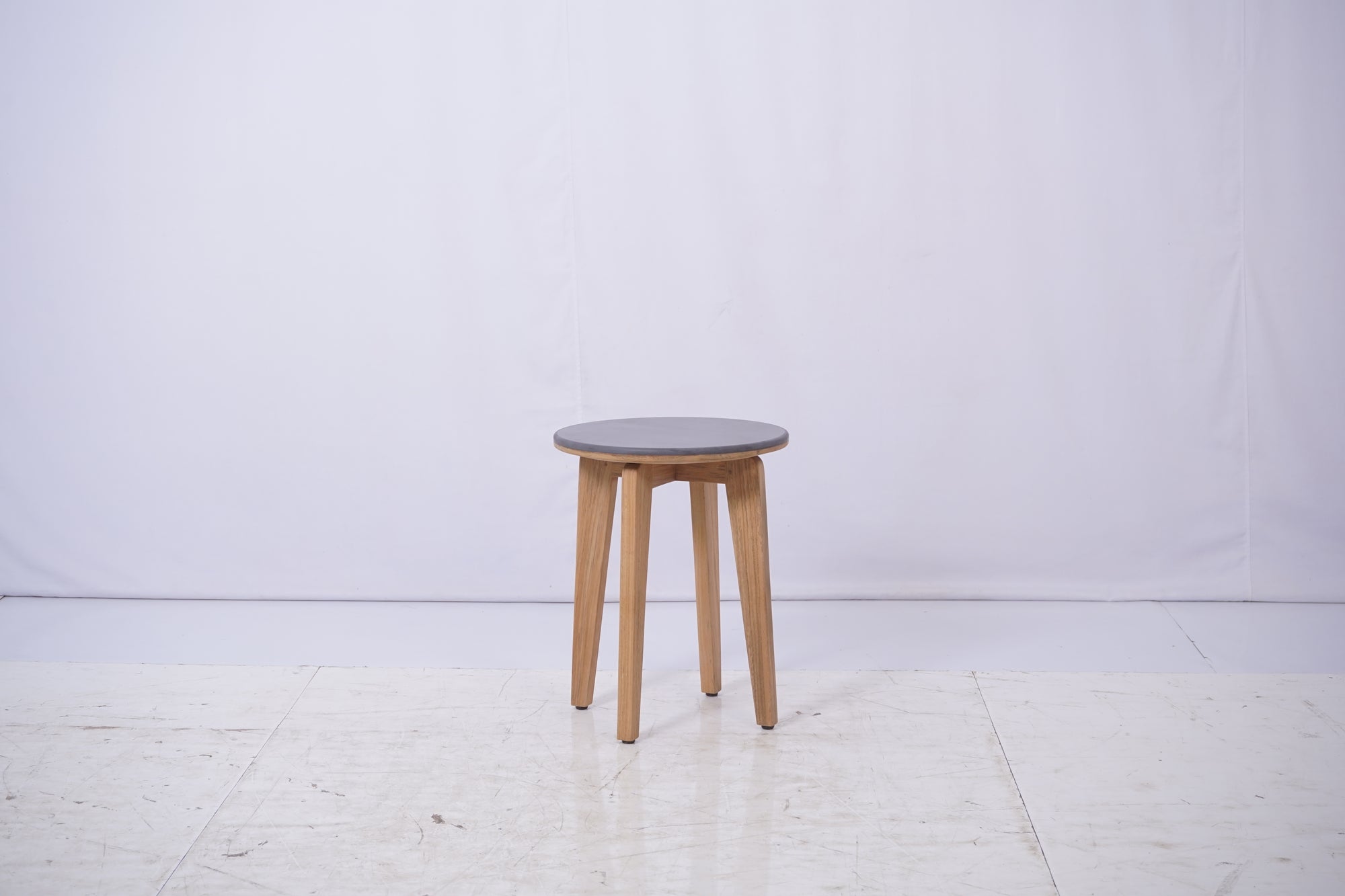 Platon Teak Side Table with Quadra Pietra Grigio Ceramic Top