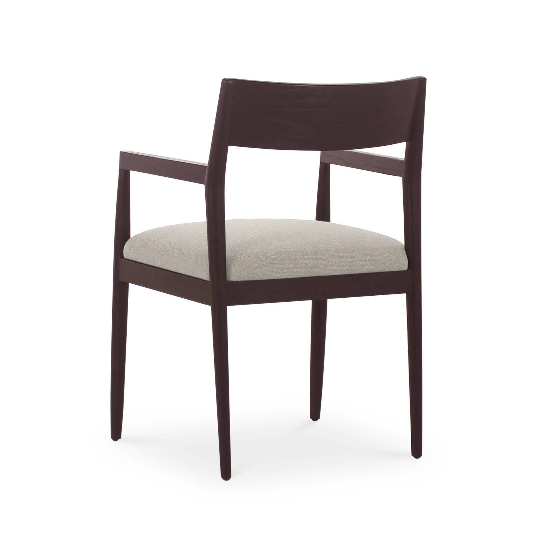 Lizzy Teak Dining Chair Walnut Finish in Monument Pearl White Fabric
