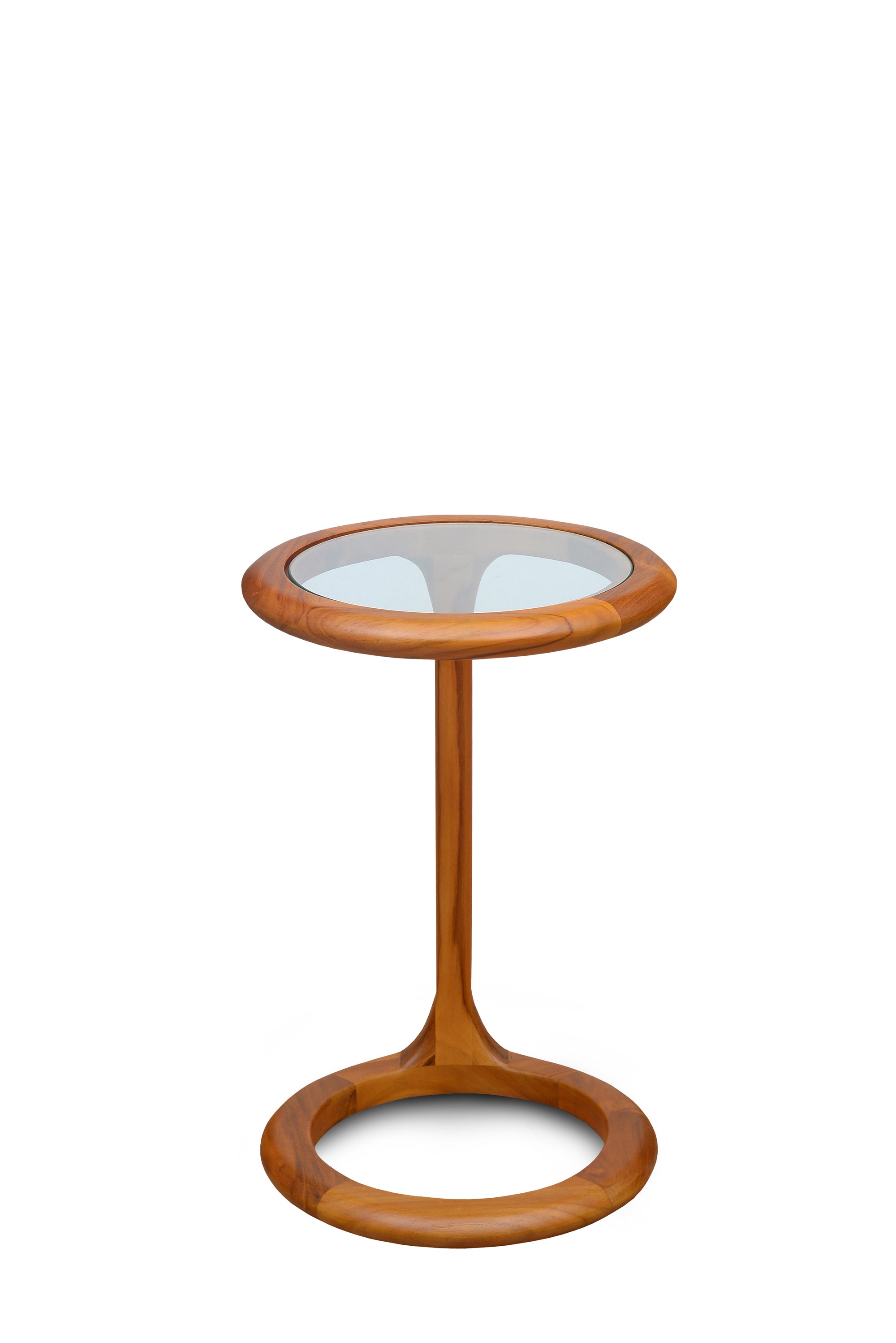 Nido High Table Teak with Glass Top in Candy Brown Finish