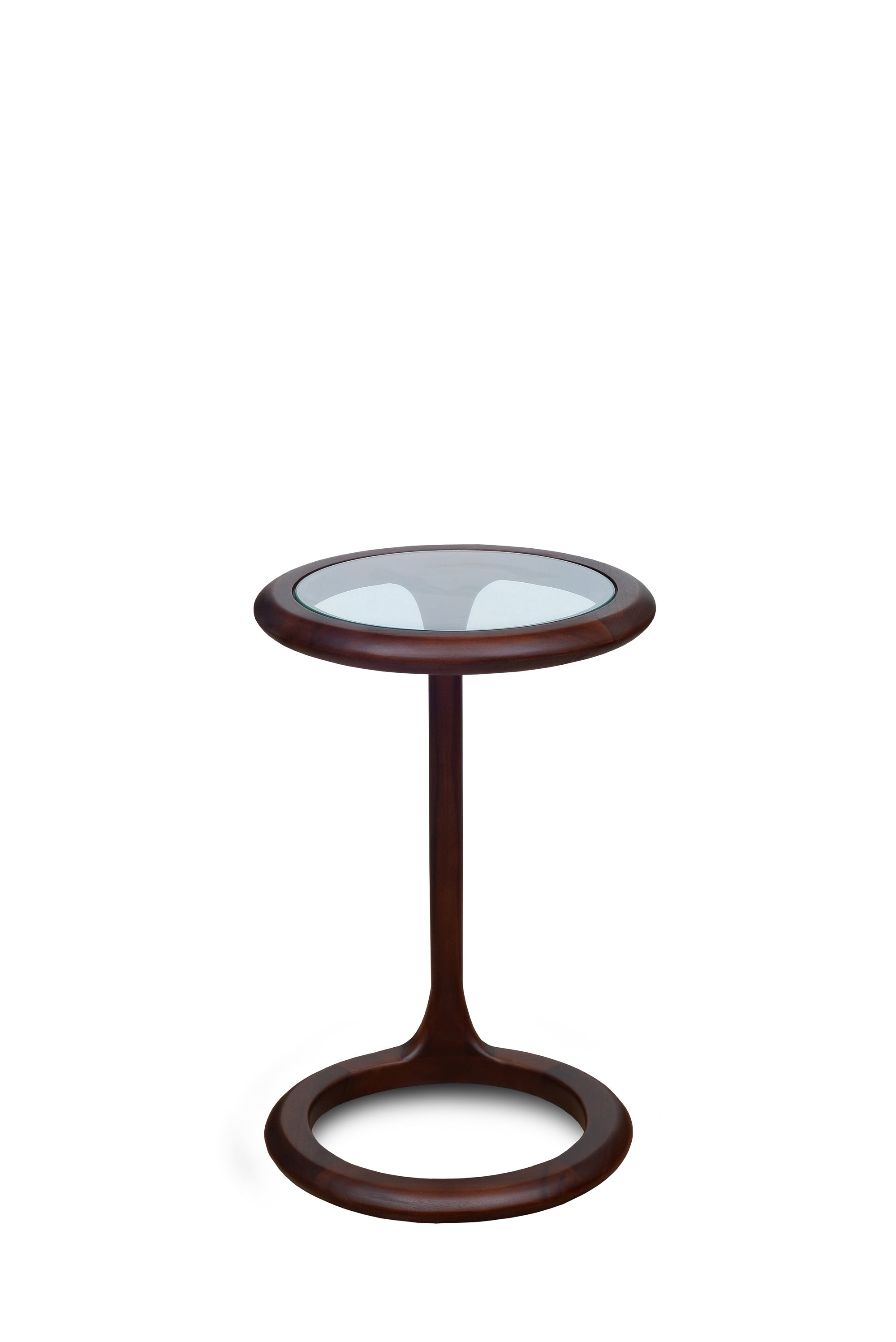 Nido High Table Teak with Glass Top in Walnut Finish