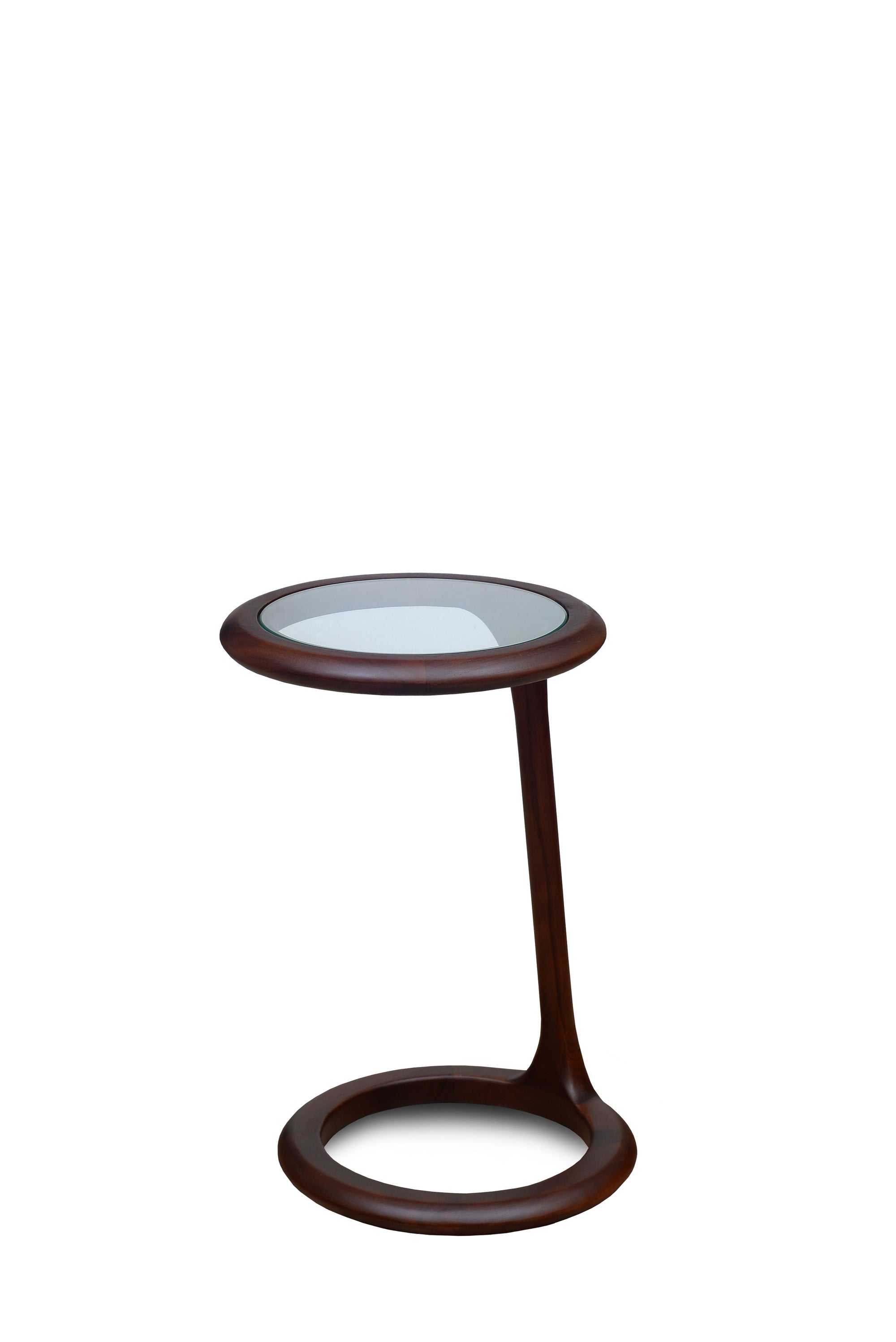 Nido High Table Teak with Glass Top in Walnut Finish