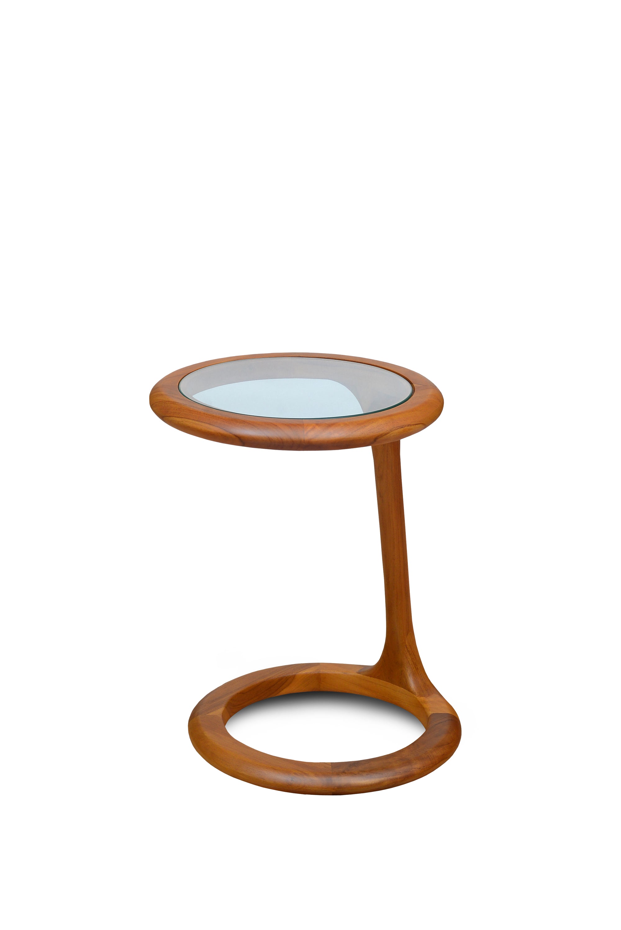 Nido Low Table Teak with Glass Top in Candy Brown Finish