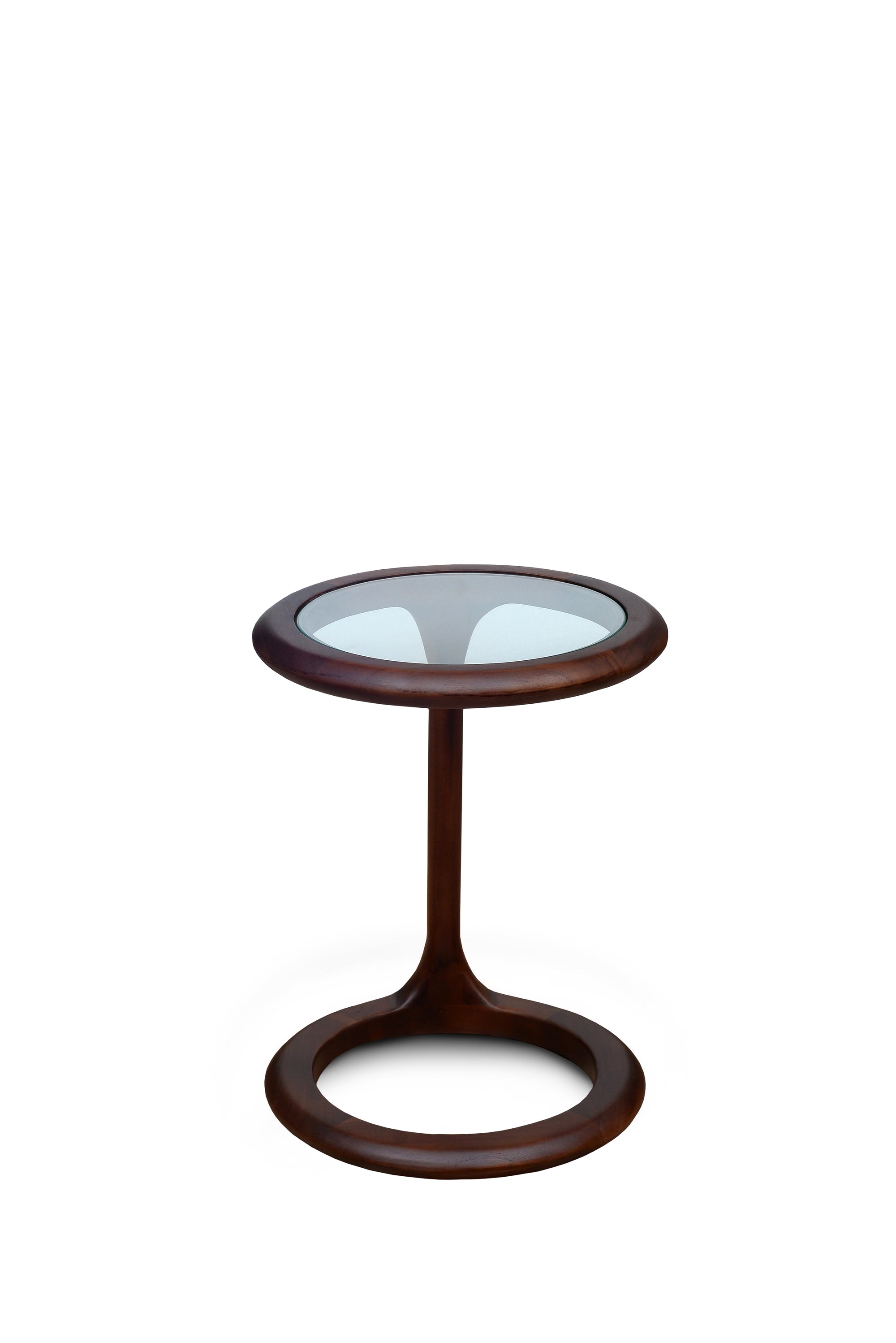 Nido Low Table Teak with Glass Top in Walnut Finish