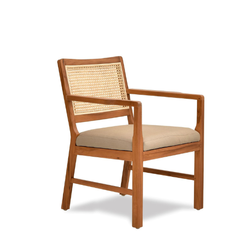 Oval Office Chair Teak & Cane in Golden Finish