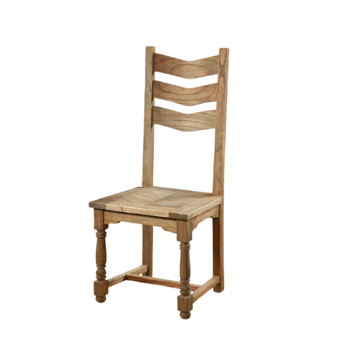 Dining Chair Horizontal Slats Mindi Wood in Old Wood Finish