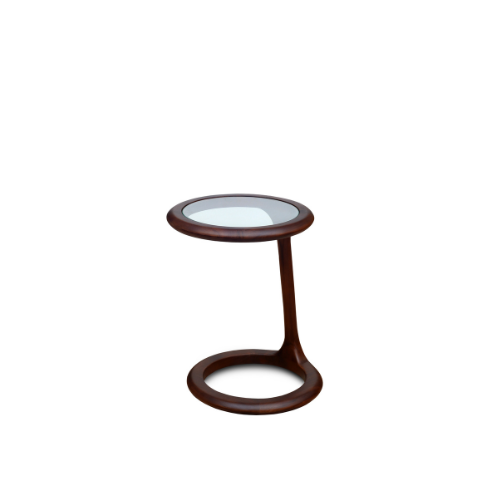 Nido Low Table Teak with Glass Top in Walnut Finish